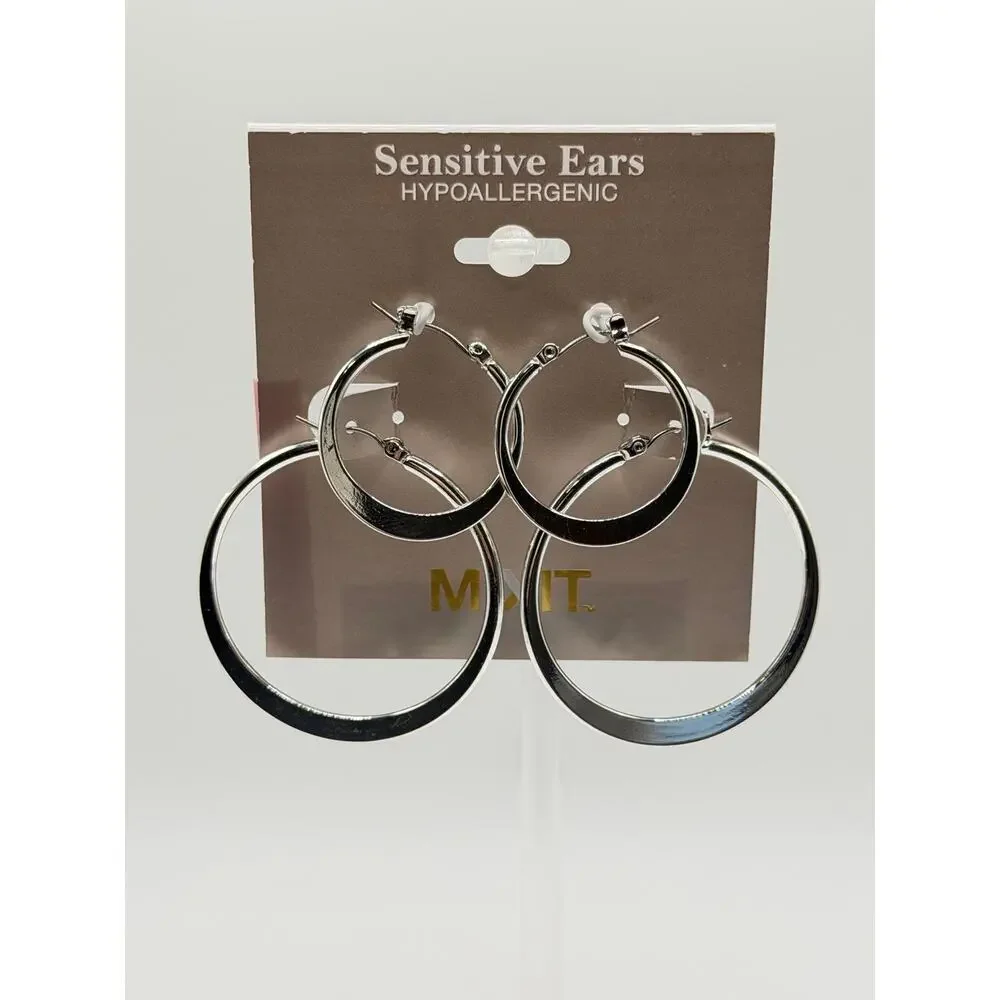 Silver Tone Hypoallergenic Double Hoop Earrings | NWT M·IT
